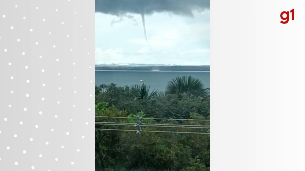Pintor filma tromba d’água no lago de Palmas e se surpreende: ‘Incrível, mas é meio assustador’